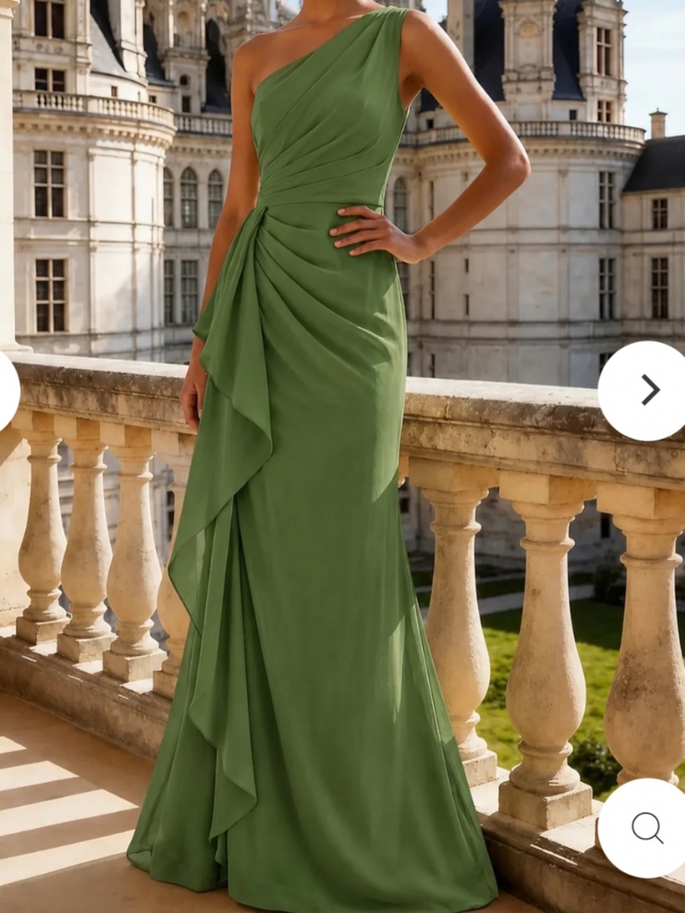 Elegant Chiffon Dress Prom Floor Length Sleeveless One Shoulder Ruffle With Slid